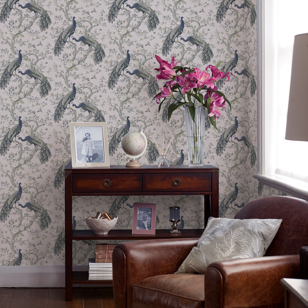 Belvedere Wallpaper 113397 by Laura Ashley in Midnight Blue
